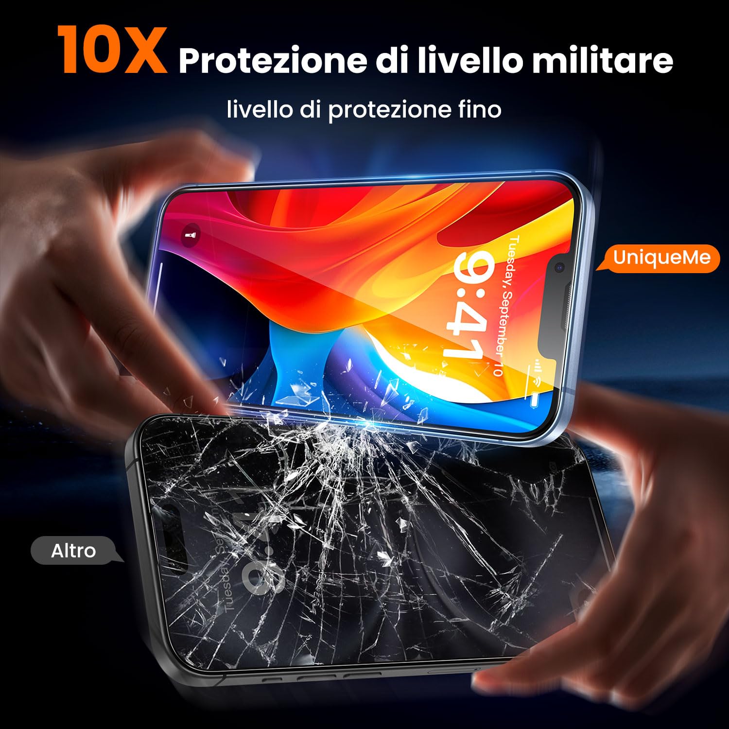 UniqueMe per iPhone 13/13 Pro/14 Pellicola Protettiva - [Protezione Completa del Display] Vetro Temperato per iPhone 13/13 Pro/14 Pellicola Protettiva, Installazione Automatica, 2 Pezzi