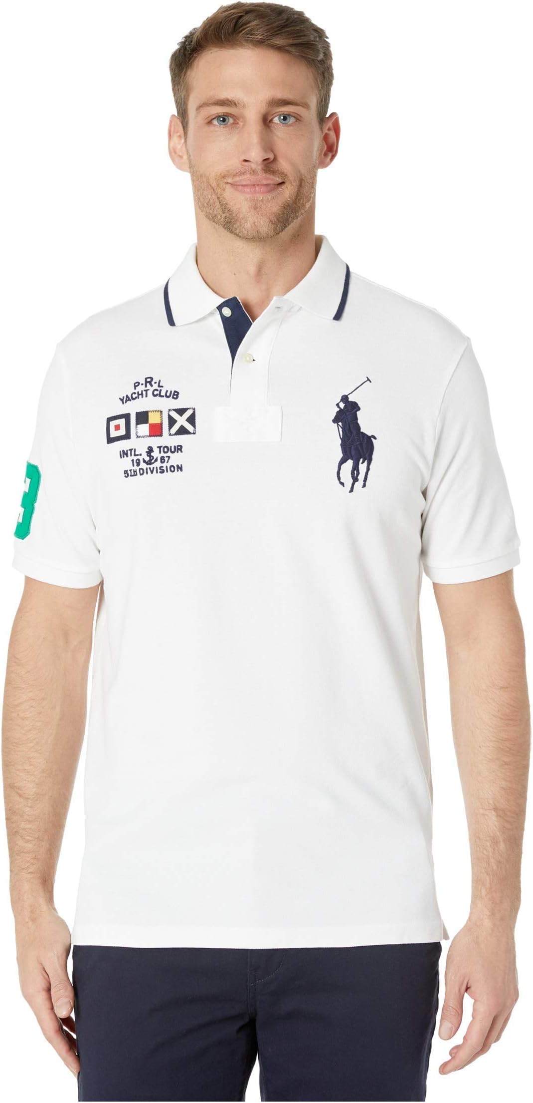 POLO RALPH LAUREN Mens Classic Fit Yacht Club Polo Shirt (XXL, White)