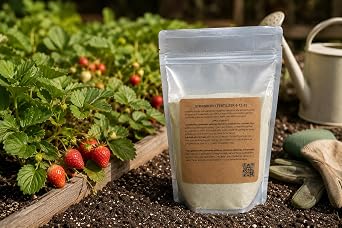 Greenway Biotech, Inc. Strawberry Fertilizer 8-12-32 Powder - Water Soluble with Chelated Micronutrients for Strawberries Blueberries Raspberries - Sweeter Larger Fruit - Hydroponics & Soil - 2 LB