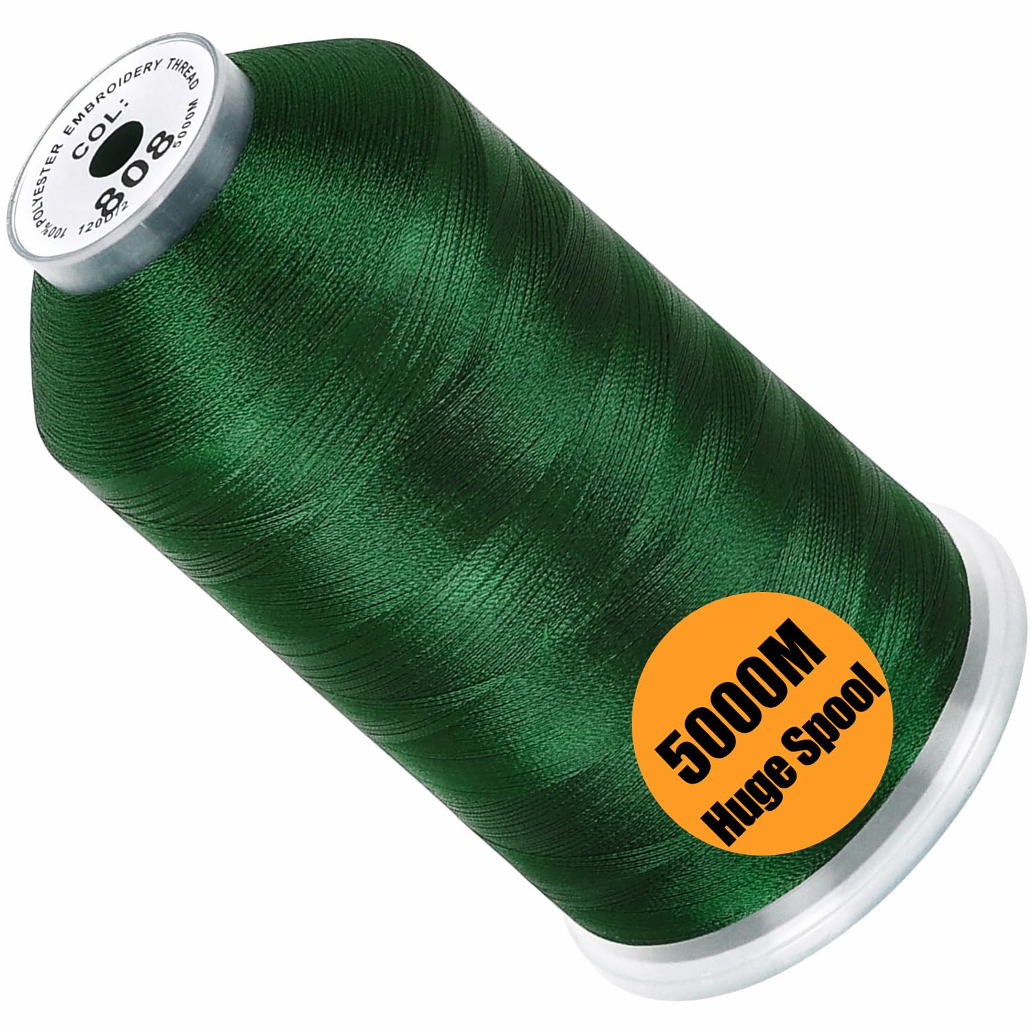 New brothread - Single Huge Spool 5000M Each Polyester Embroidery Machine Thread 40WT for Commercial and Domestic Machines - Deep Green