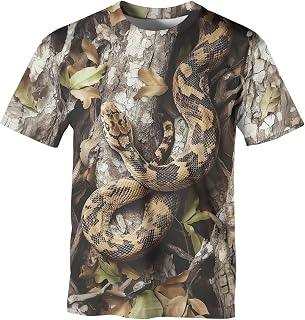 Men's Camo T-Shirt Snake Camouflage Short Sleeve Casual Hunting Shirts