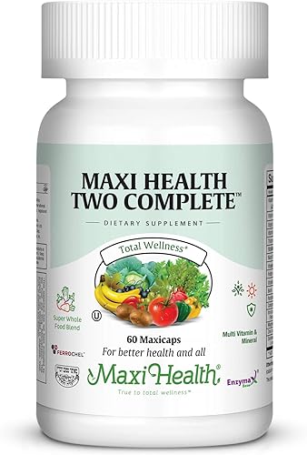 Maxi Health Two Complete - Multivitaminas y Minerales - Potencia completa - 60 Cápsulas - Kosher Maxi Health Two Complete - Multivitaminas y Minerales - Potencia completa - 60 Cápsulas - Kosher