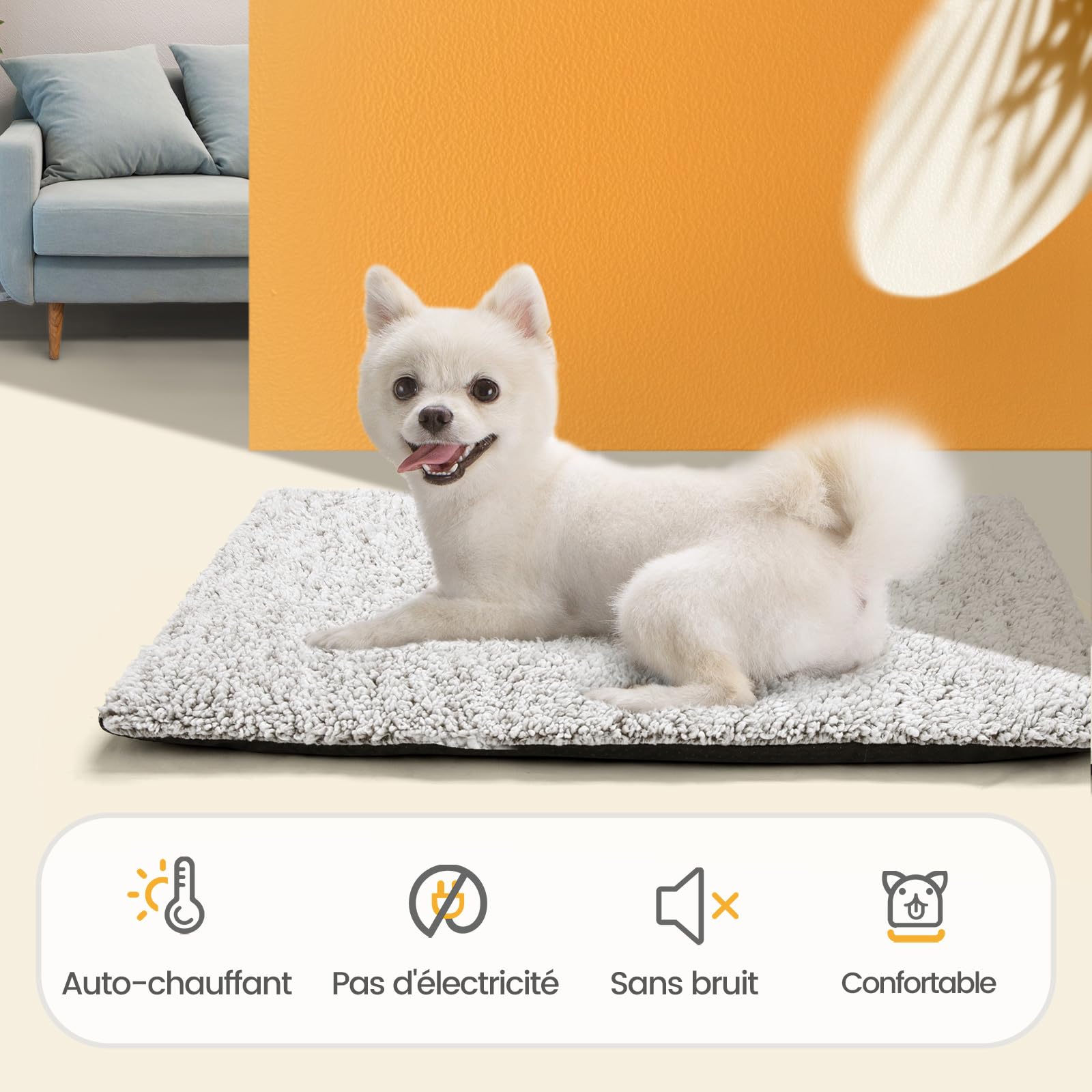 Mora Pets Tapis Chauffant pour Chat Coussin Auto Chauffant Couverture sans électricité - Panier Doux et sécurisé pour Votre Animal - Tapis Thermique pour Chat Lavable - 61 x 46 cm