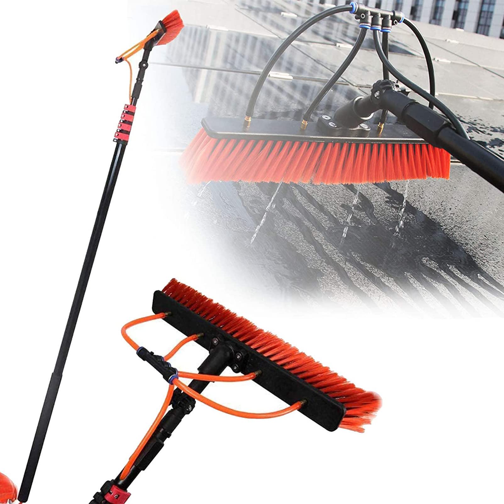GTHTUHFD Window Cleaning Pole, Cleaning Photovoltaic And Solar Panels, Water Fed Pole Kit Rinse Bar Brush For Trucks,24FT/7.2M