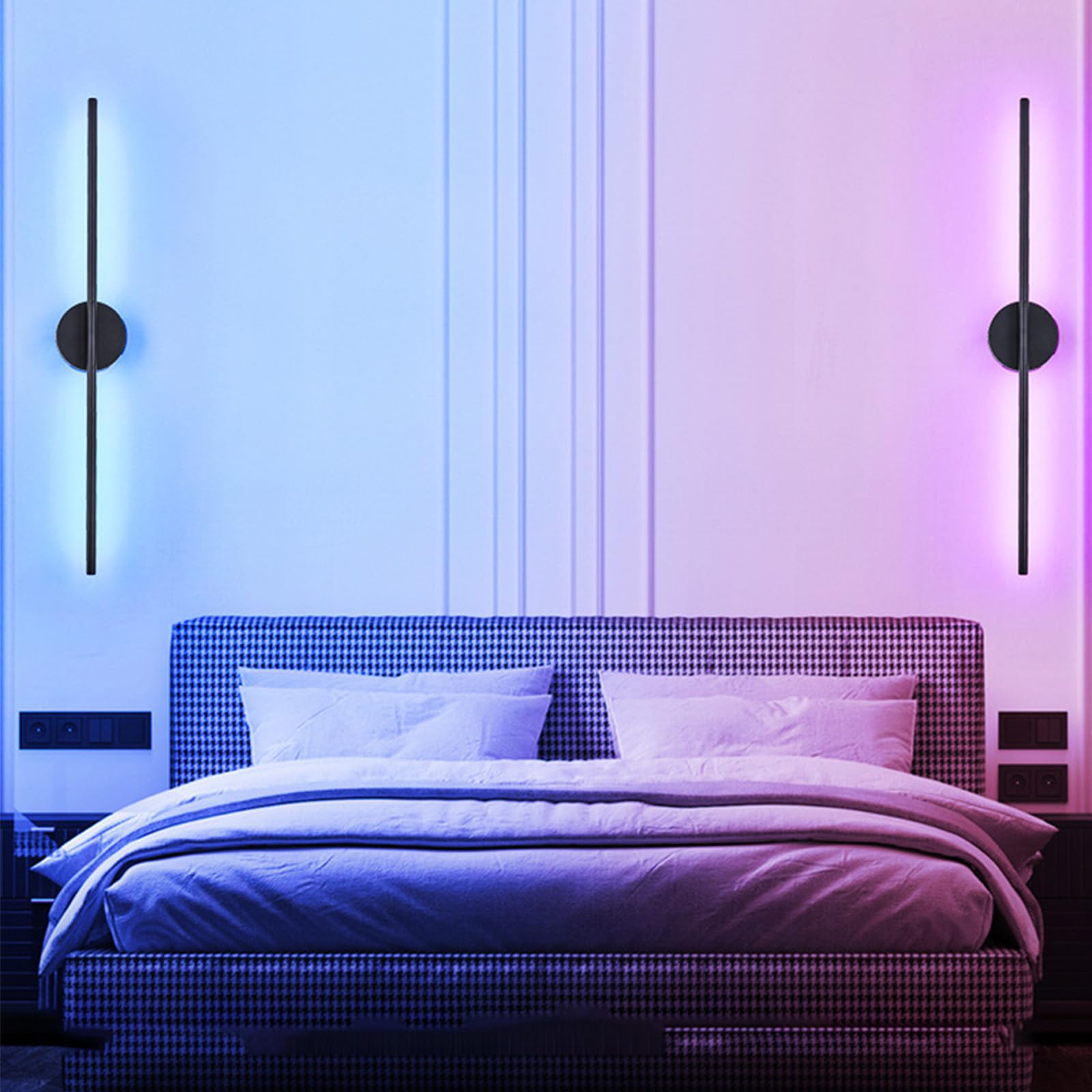 QYYZTQY Indoor Long Light with Remote Lamp RGB Dimmable USB Rechargeable Wall Rotation Touch Control for Living Room Bedroom Bedside (1 Pack,Silver)