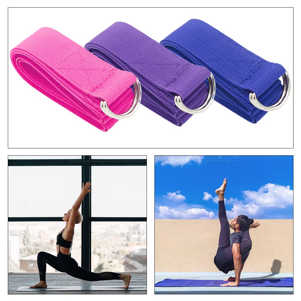 Lot De 3 Sangles De Yoga Réglables – Boucles D, Polyester-Coton, 180cm, Couleurs Variées
