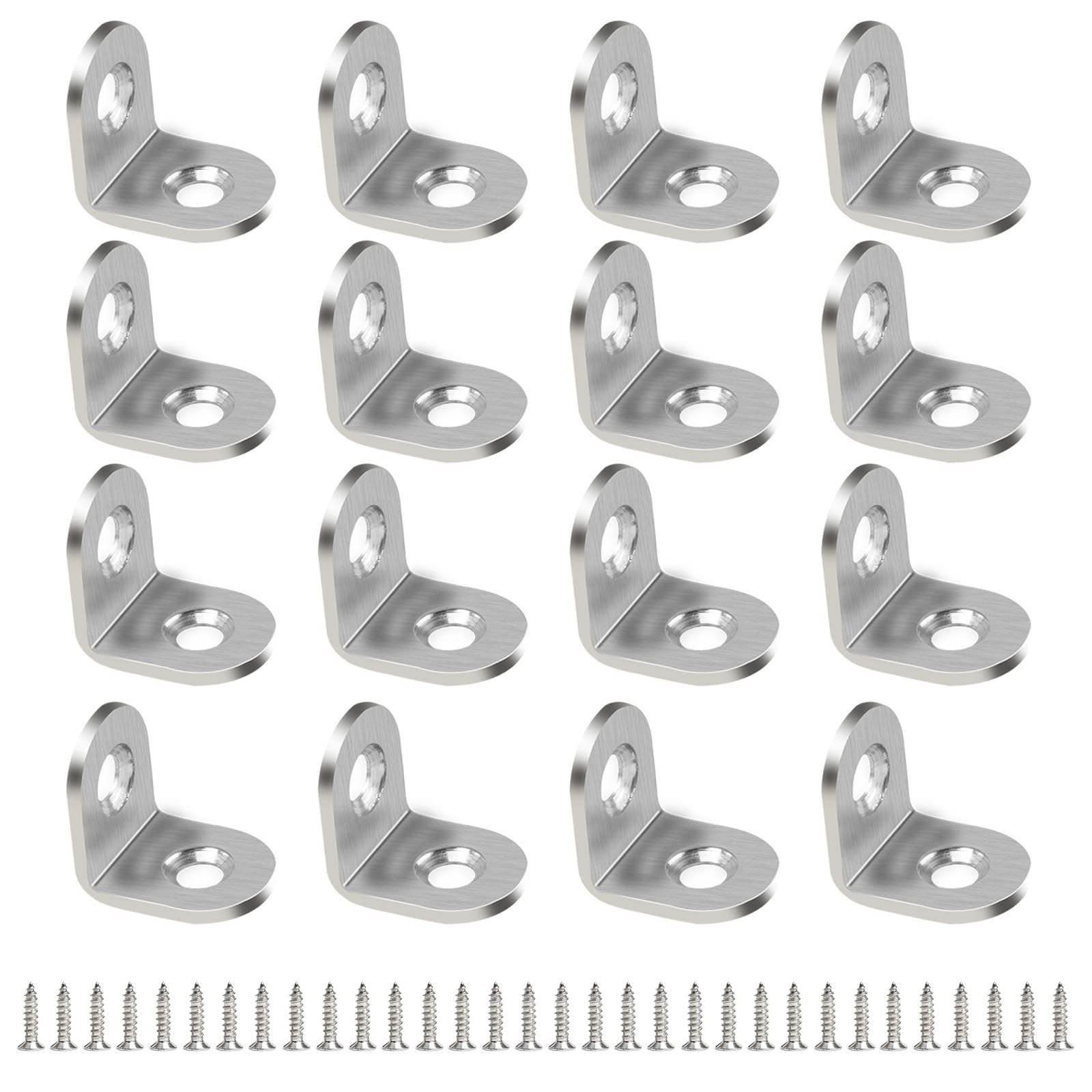Small Angle Brackets 20mm, 16 Pcs L Shaped Bracket for Wood 90 Degree Corner Brace Right Angle Brackets with Screws for Shelves Wood Shelf