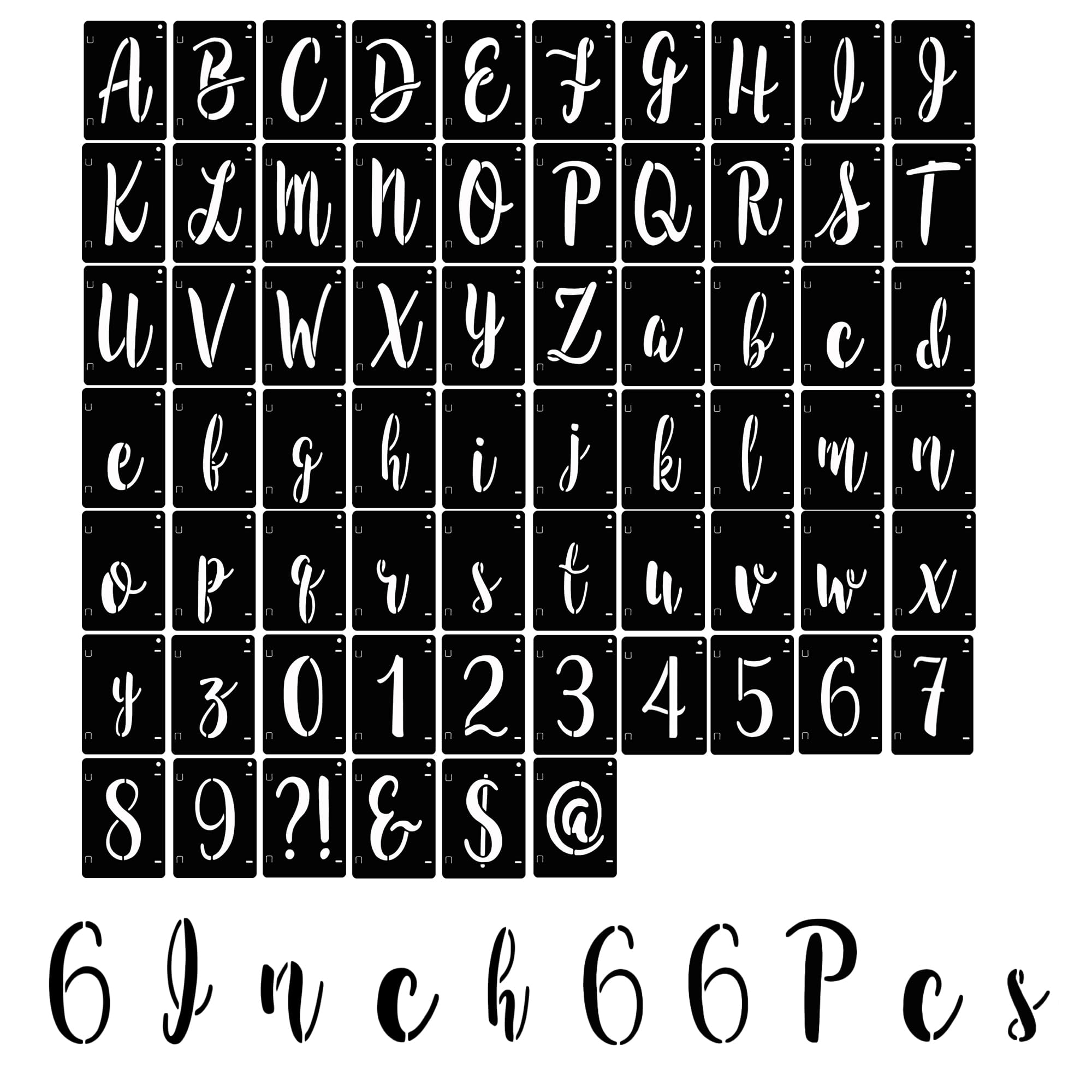 Letter Stencils 6 Inch Interlocking Stencil Kit Reusable Boutique Calligraphy Stencil Includes Upper and Lowercase Letters Numbers Symbol for Painting