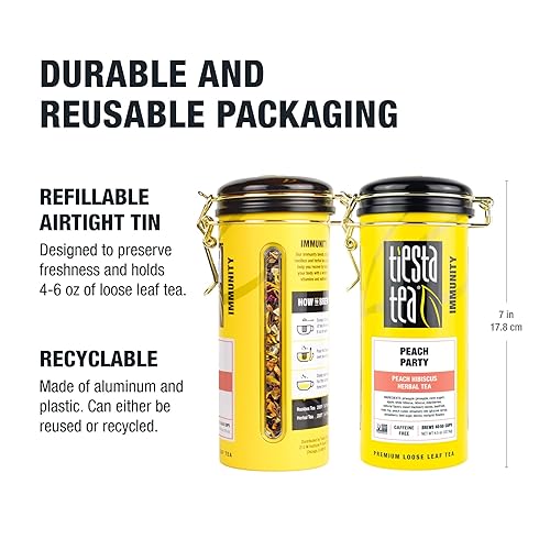 Miniatura 9 de Tiesta Tea - Fiesta de melocotón  Té de hierbas de hibisco de melocotón  Mezcla de té de hojas sueltas de primera calidad  Té de frutas sin cafeína