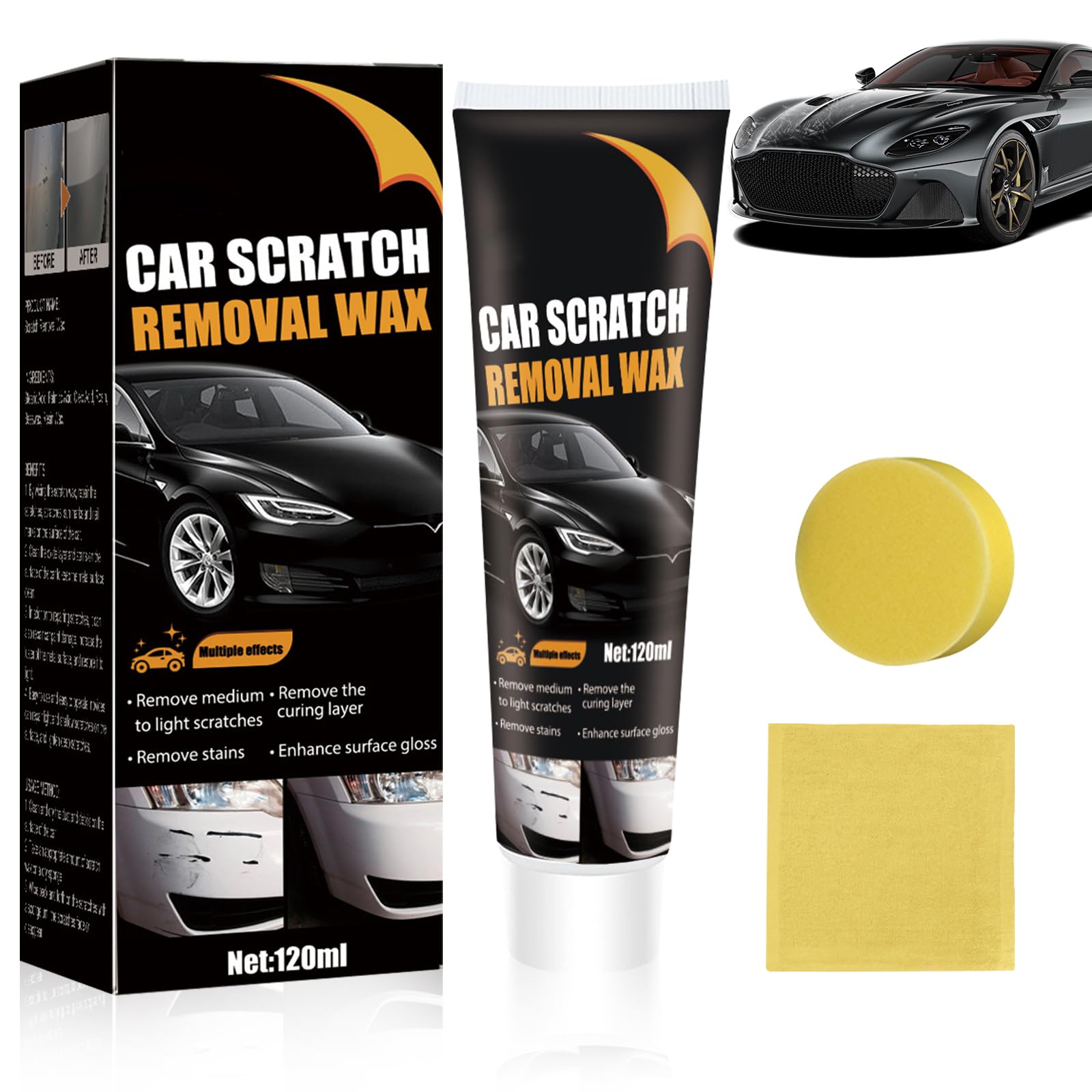 scratch remover for vehicles — upgrade car scratch remover for deep scratches, car polishing wax scratch remover for vehicles, car scratch repair paste, cars paint scratches repair kit with wipe sponge