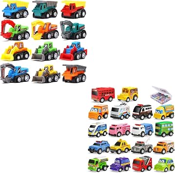 KarberDark 12 Pack & 18 Pack Mini Pull Back Car Toys with Storage Organizer Box for Kids, Great Party Favors, Birthday Gifts, Classroom Rewards, and Stocking Stuffers