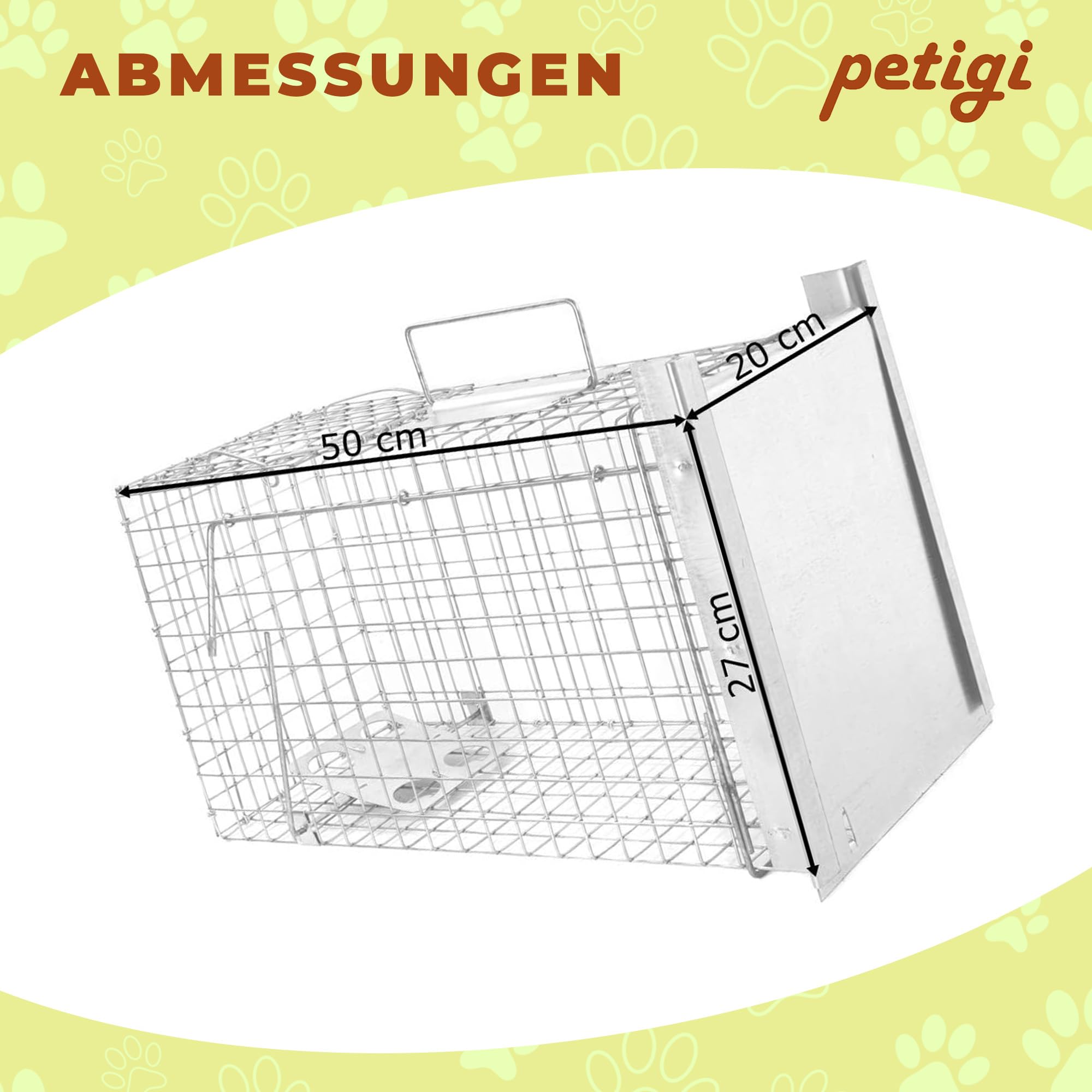 Petigi Animales Humane Trampa Jaula Captura Ratones Ratas Conejos Topos Martas Castores Tejones, Dimensiones/Modelo:Trampa Animales pequeños 7 (50 x 20 x 27 cm)