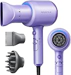 Wavytalk Hair Dryer with Diffuser, Blown Away Ionic Hair Dryer for Curly Hair with Comb, 1875W Fast Drying Blow Dryer with Ceramic Technology, 3 Attachments for All Hair Types, Light and Quiet, Purple