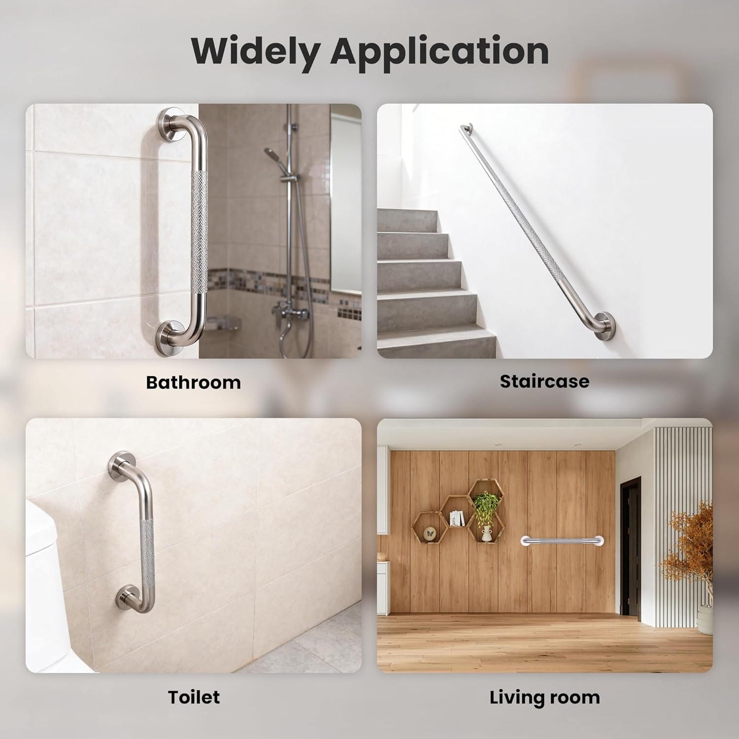 2 Pack 36 Inch Knurled Mirror Polished Stainless Steel Grab Bars for Wall, Extra-Long Shower Safety Bars for Seniors, 500 lbs Full Support Hand Rail for Bathroom,Handicap Accessories for Daily Living