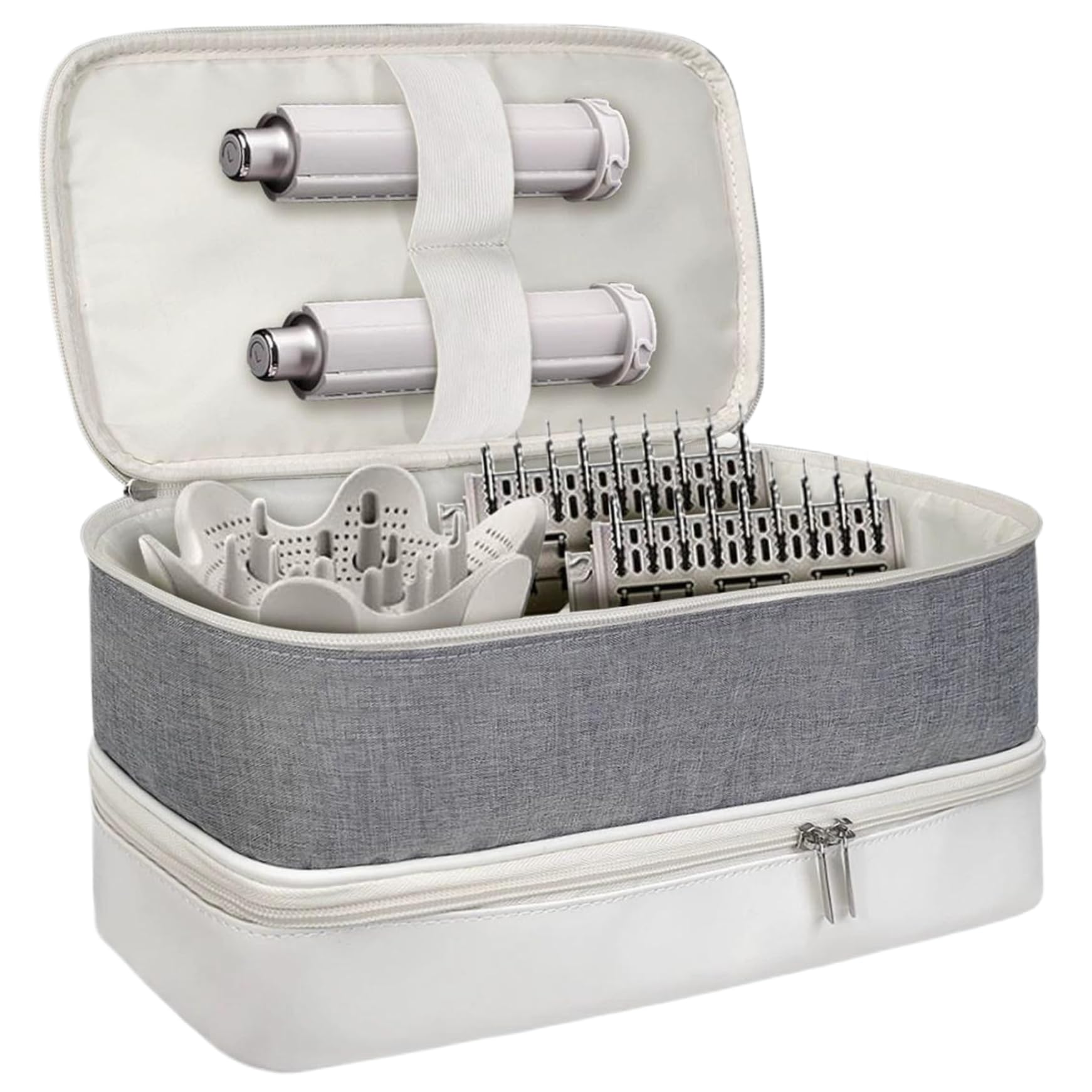 Bolsa de herramientas para el cabello de PU de doble capa con asa para viaje