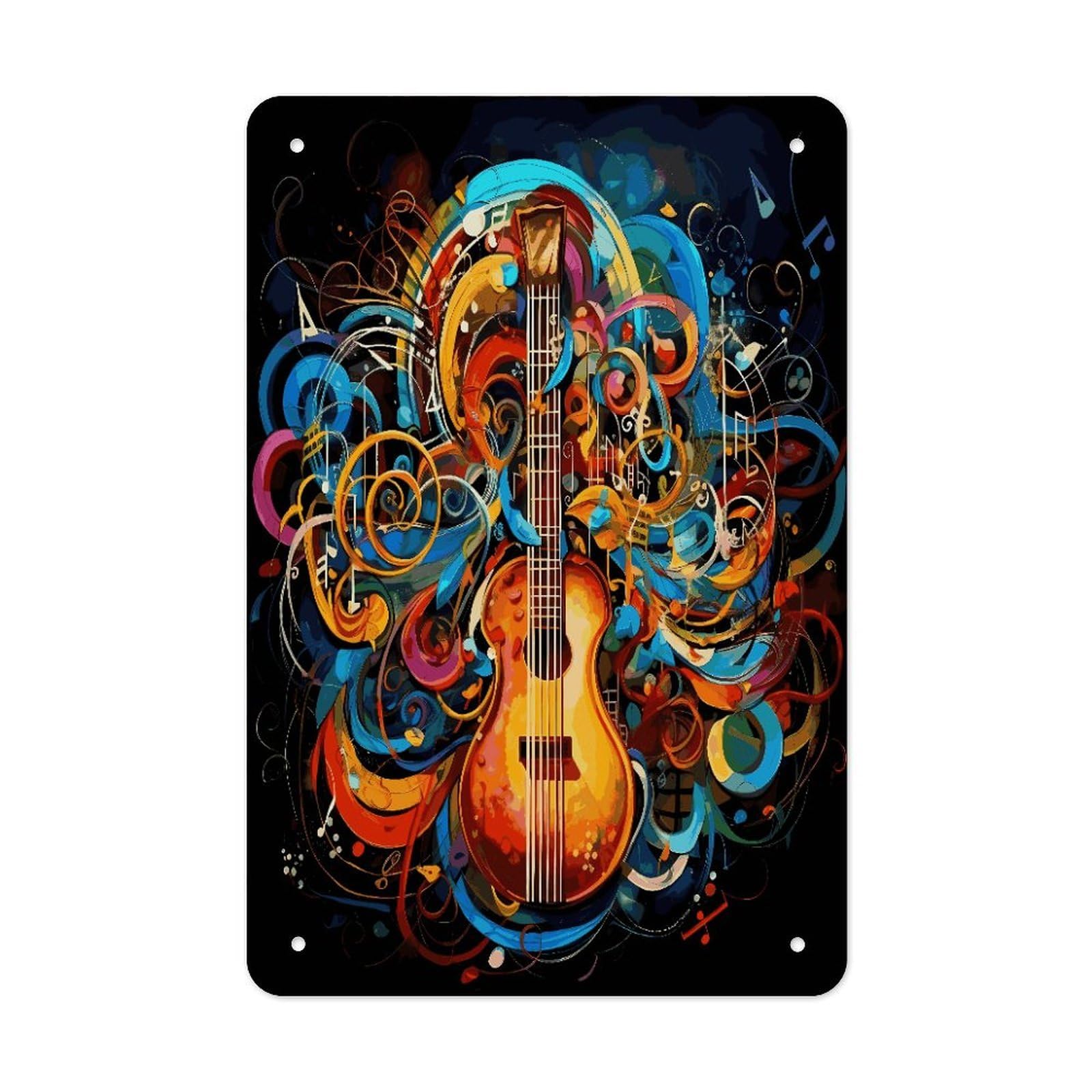 LDGSUPH Music Series Wall Art Prints Folded Edge Iron Sheet Painting with Holes for Wall Prints Decorative Picture Metal Signboard Decor Painting for Outdoor Indoor Wall Decor
