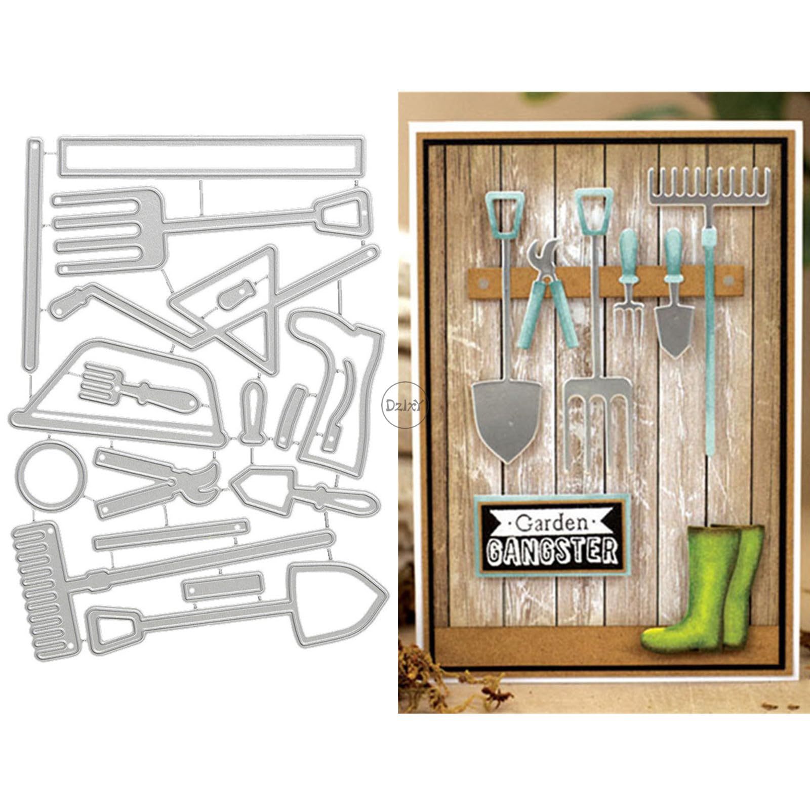 DzIxY Patchwork Various Flower Planting Tool Shovel Metal Cutting Dies for Card Making Kit Embossing Paper Die Cuts Set Scrapbook Stencils Supplies Machine Templates