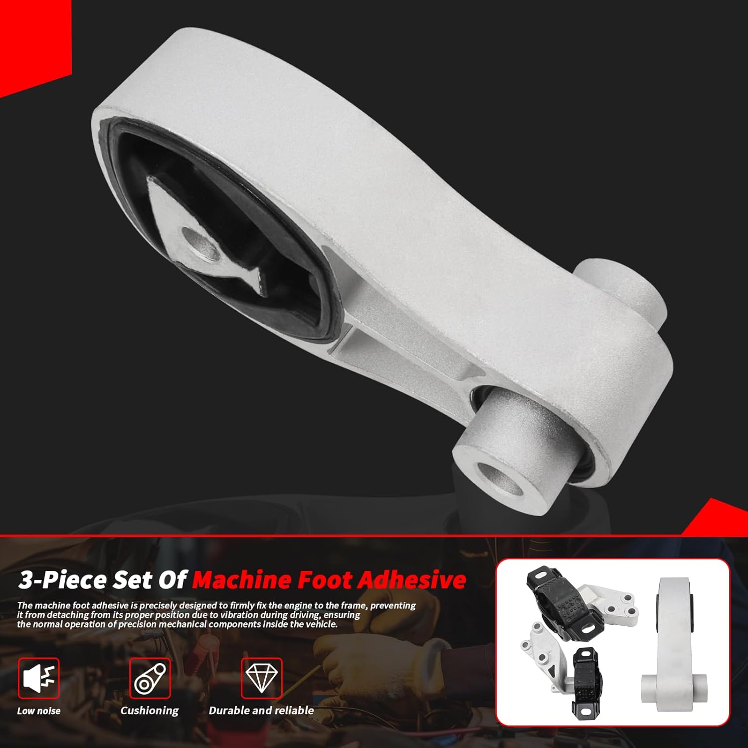 Engine Mounting Transmission Left for Smart FORTWO Convertible (W451) 2009-2015 Coupe (W451) 2009-2015 Replacement Numbers# 4512400109,1322200148,1322200048 (Foot Rubber 3pcs Set)