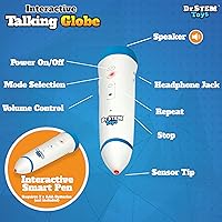Vista 9 de Dr. STEM Toys Interactive Talking Globe with Smart Pen, Game Panel, 300+ Geographic Quiz Questions, Touch & Learn, Music, and More - Educational Toy