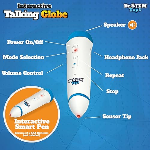Miniatura 9 de Dr. STEM Toys Interactive Talking Globe with Smart Pen, Game Panel, 300+ Geographic Quiz Questions, Touch & Learn, Music, and More - Educational Toy
