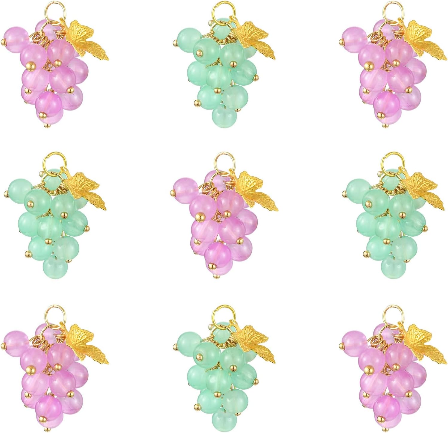 Amazon.com: KitBeads 10pcs Glass Grape Fruit Charms Summer Green Purple ...