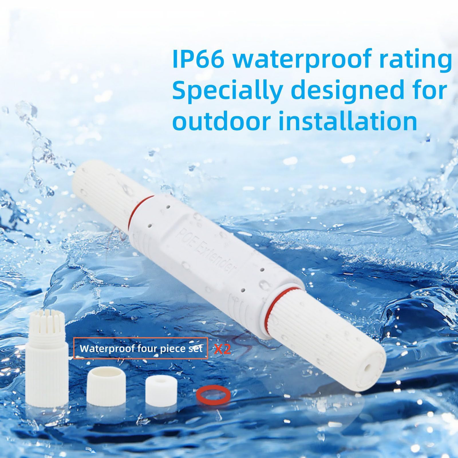 1 Port Ethernet Repeater, Plug and Play PoE Extender 100Mbps for Security Systems IP Camera