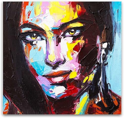 Miniatura 24 de Startonight Arte de pared de vidrio acrílico, retrato en azul y dorado metálico, obra de arte brillante de 24 x 36 pulgadas, decoración del hogar