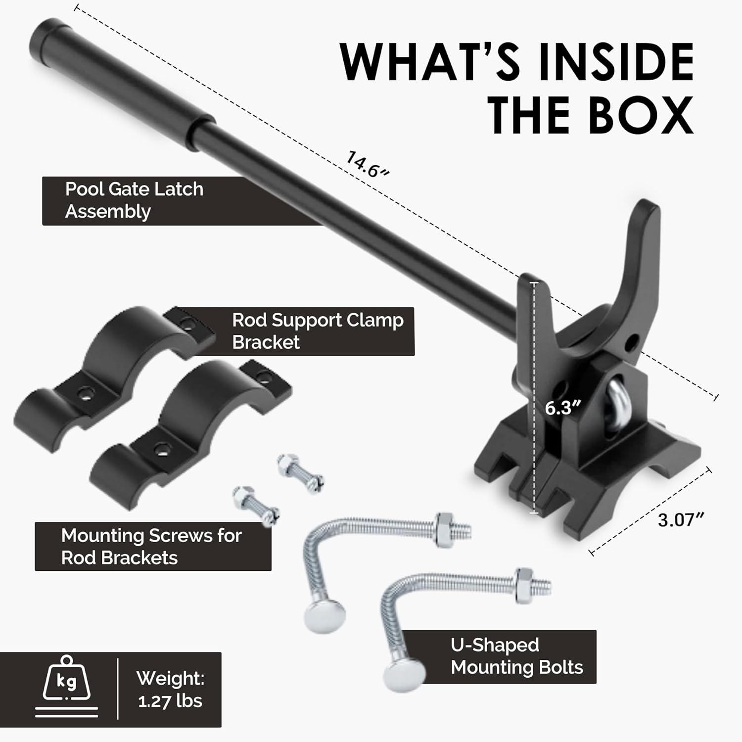 Chain Link Fence Gate Latch for Pool Gates – Child Safety Push Latch, Pool Gate Safety Latch – Fits 1-3/8" Gate Frame x 1-7/8" Gate Post – Weather Resistant, Padlock Compatible