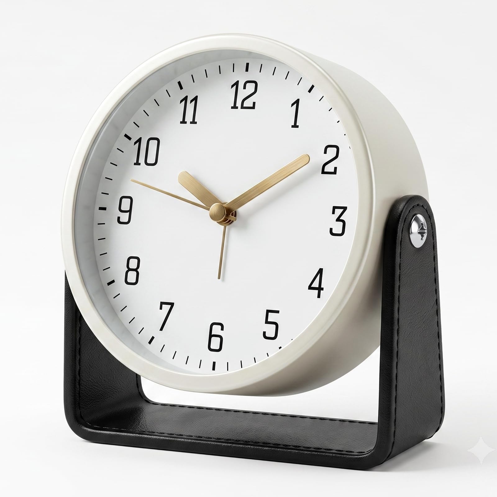 Reloj de escritorio de metal con diseño simple y estructura robusta