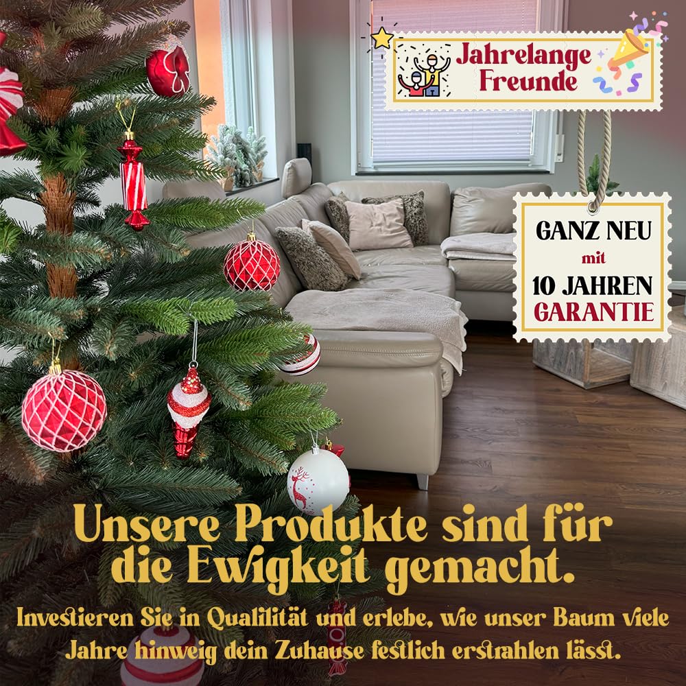 Weihnachtsbaum künstlich 220 cm I Naturgetreue Nachbildung mit Spritzguss Elementen, Künstlicher Christbaum mit massivem Holzständer I Tannenbaum künstlich Spessart Instinkt (Grün, 220 cm)