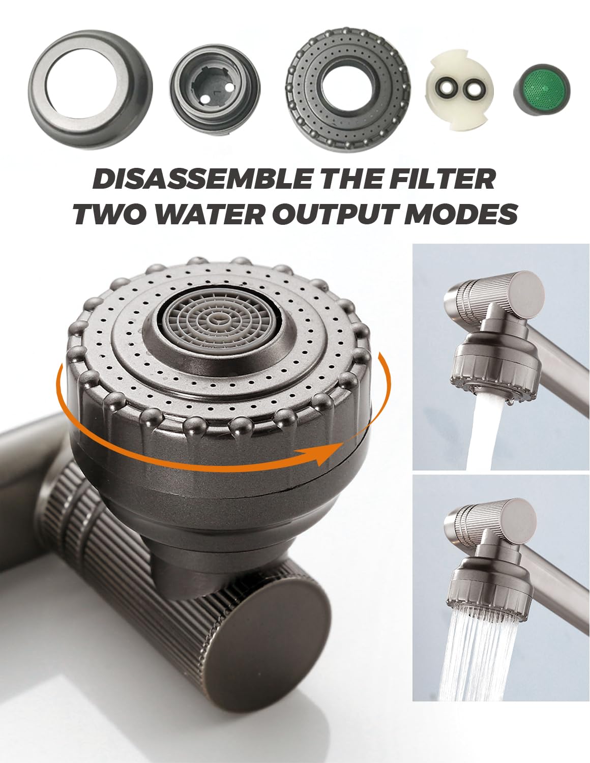 Wasserhahn Bad, Wasserhahn Bad Hoch, 1080 Grad Drehbarer Wasserhahn mit Schlauch, Ideal Standard Waschtischarmatur mit 2 Strahlarten, Bleifrei/Nickelfrei Edelstahl Für Badezimmer
