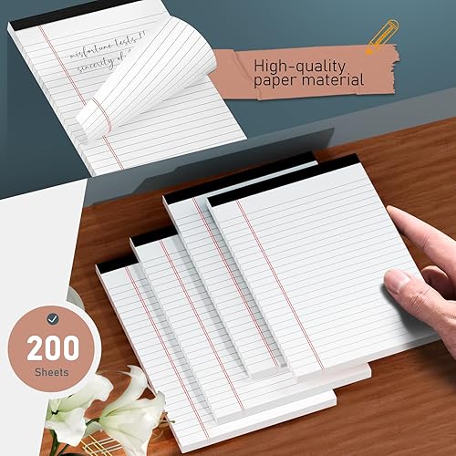 Miniatura 4 de Paquete de 4 blocs de notas legales de 5 x 8 pulgadas, bloc de notas de papel reciclado de 2.82 ozm, blocs legales pequeños, 25 líneas, blocs de