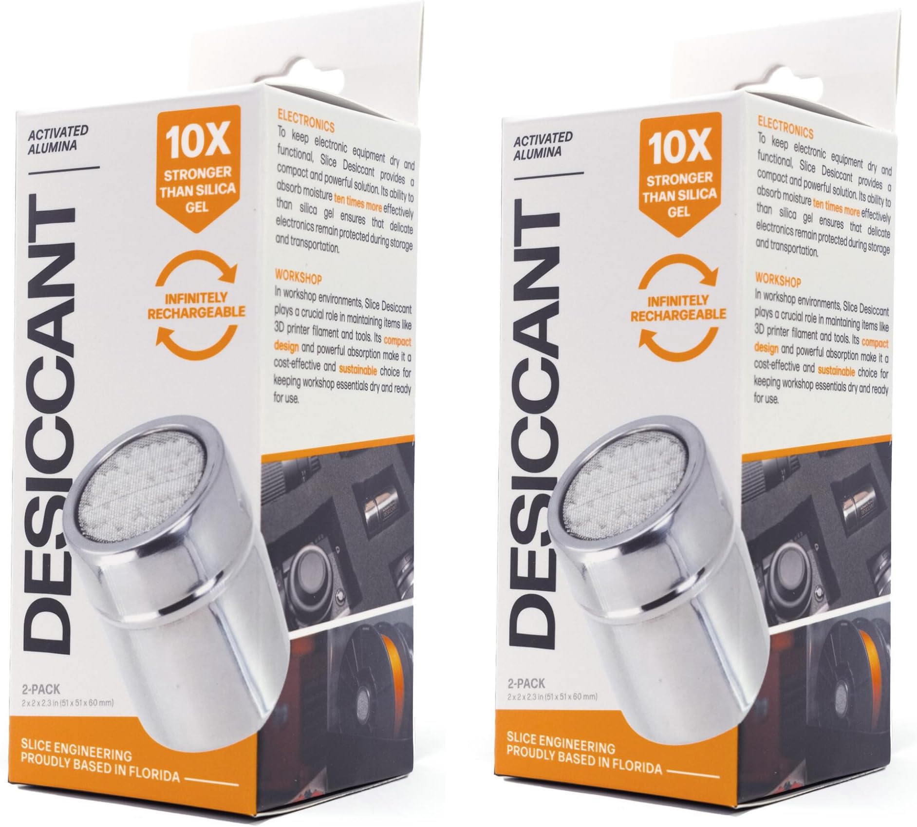 Filament Desiccant by Slice Engineering (4-Pack) | 10x Stronger than Silica Gel | Infinitely Rechargeable | Prevents Filament from Wet | Fits Inside Spool | Made in USA