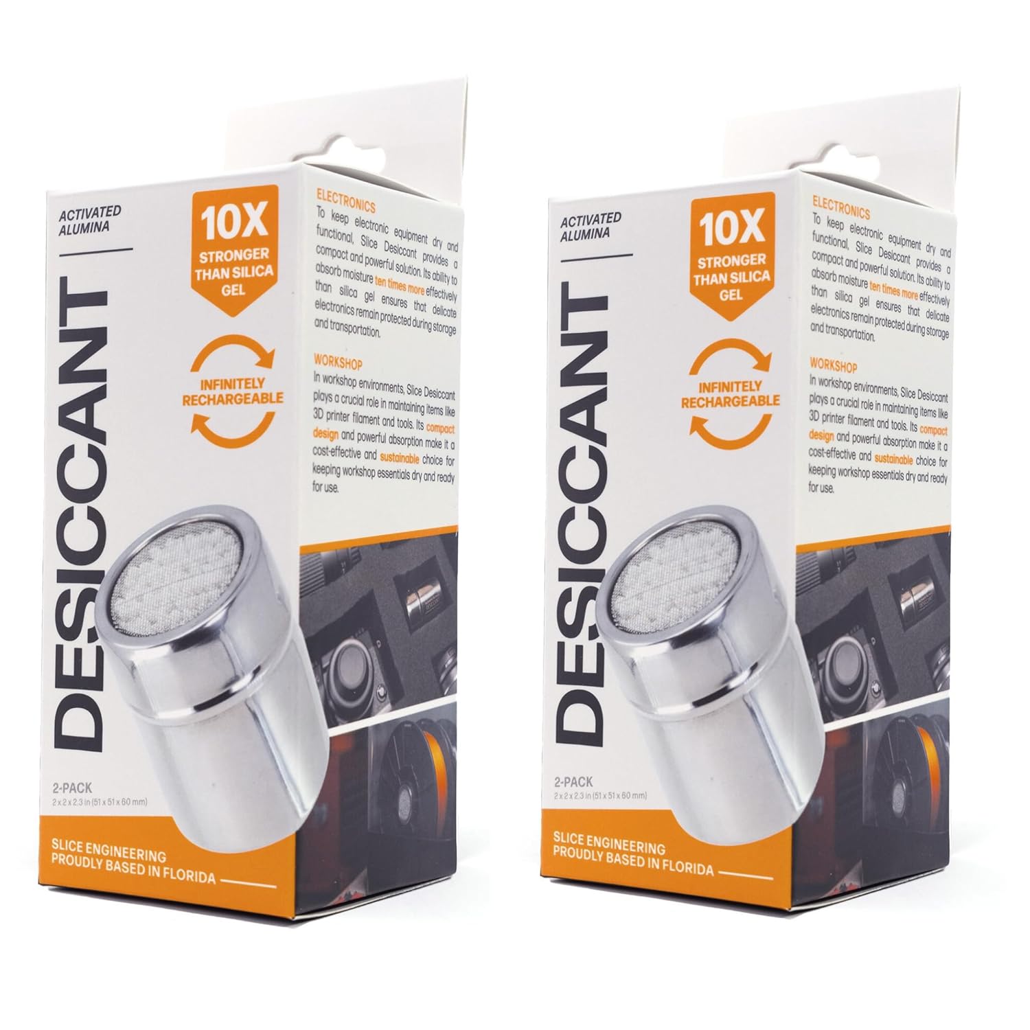 Filament Drying Desiccant (4 Pack) by Slice Engineering | 10X More Powerful Than Silica Gel | Infinitely Rechargeable | Prevent Wet Filament | Fits Perfectly Inside Spools | Made in The USA