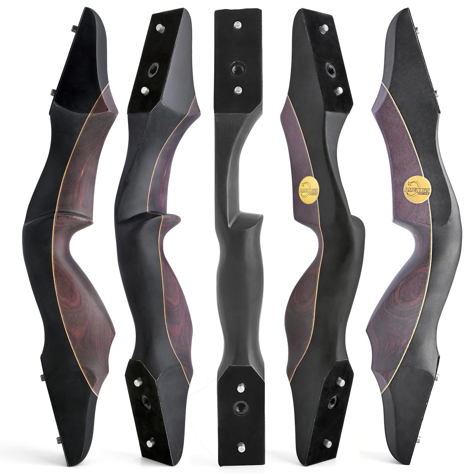 60" Set Arco E Frecce Adulto 25-60lbs Legno Colorato Ricurvo Archi Set per Il Tiro All'aperto E La Caccia Al Bersaglio (Rosso Vino, 60lb)