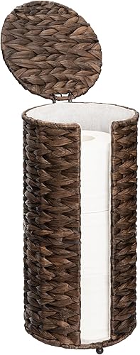 StorageWorks Soporte de mimbre para papel higiénico de pie independiente para almacenamiento de baño, almacenamiento de papel higiénico decorativo