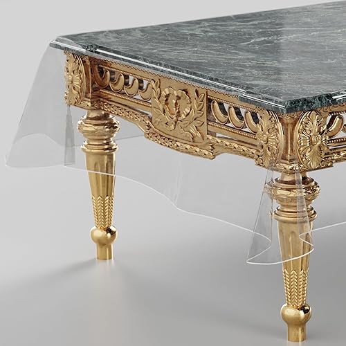 Sorfey Mantel de plástico  Protector de mantel de plástico transparente, 60 x 84 pulgadas  Mantel de vinilo grueso de PVC con borde, 100%
