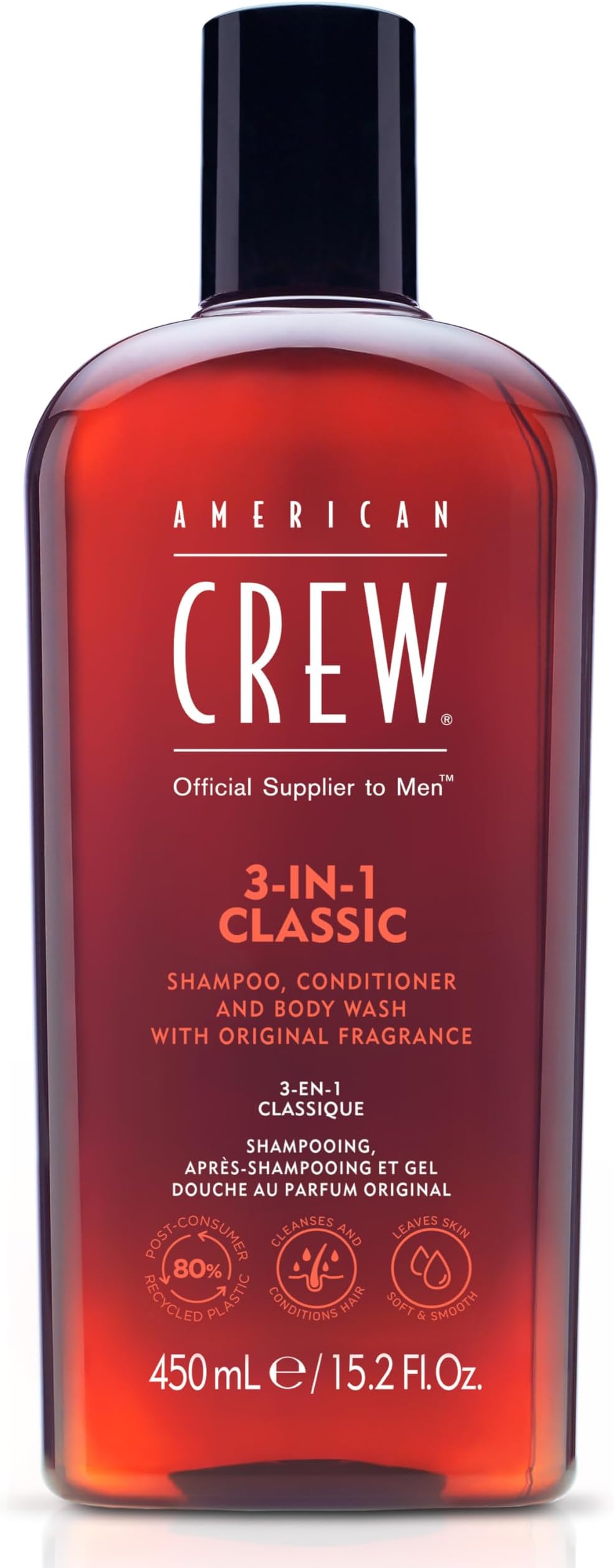 Shampoo, Conditioner & Body Wash for Men, 3-in-1, 15.2 Fl Oz