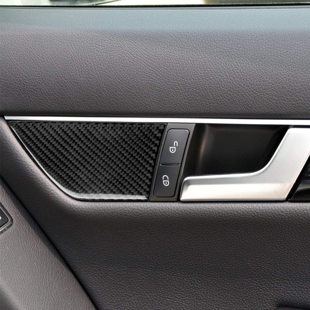 for Mercedes-Benz C-Class W204 2007-2013 Real Soft Carbon Fiber Seat Adjustment Door Inner Handle Button Panel Frame Cap Case Cover Trim Sticker Car Interior Accessories (C)