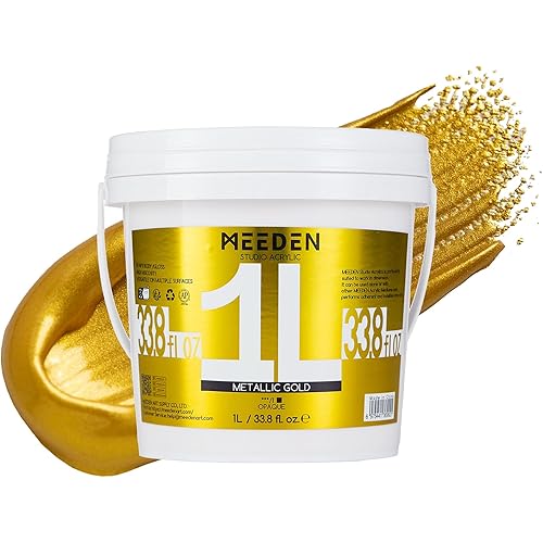 MEEDEN Metallic Gold Acrylic Paint: 1L /33.8 oz Heavy Body Gold Leaf Paints for Canvas Crafts Wood Metal Furniture Wall