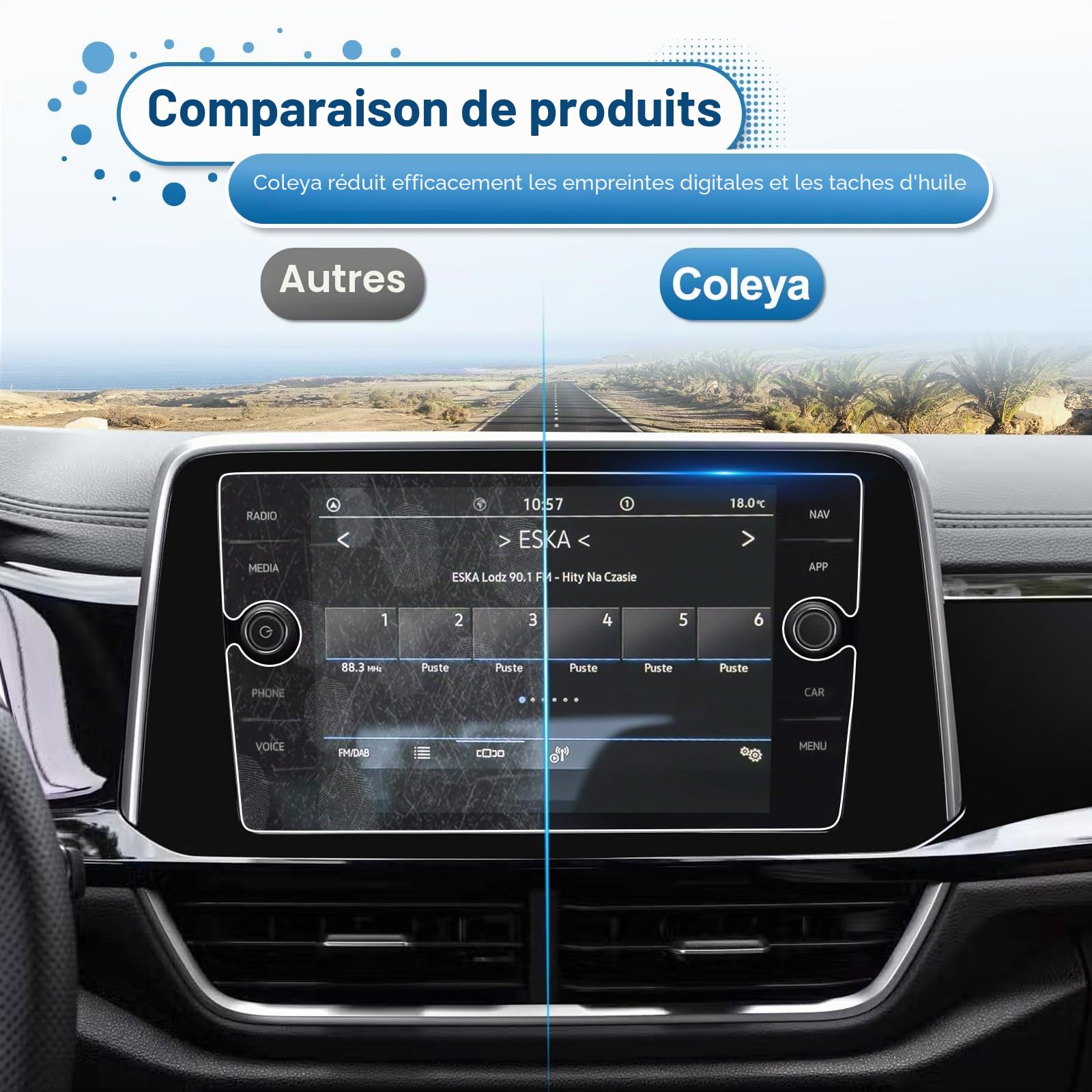 Films de Protection d'écran de Navigation Compatible avec VW T-ROC 2018-2024, T ROC Film Protecteur d'écran en Verre Trempé, 9H Anti-rayures GPS Protection d'écran (8 Pouces)
