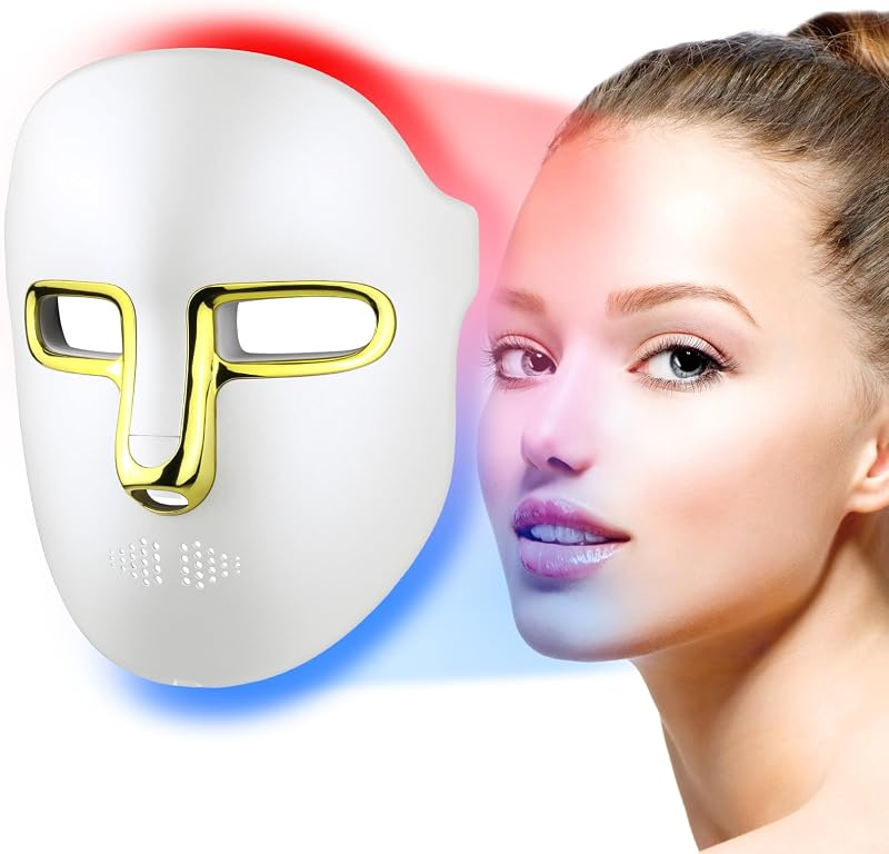 Máscara facial de LED Kelyoo com luz vermelha, azul e infravermelha, 4 modos, recarregável via USB-C
