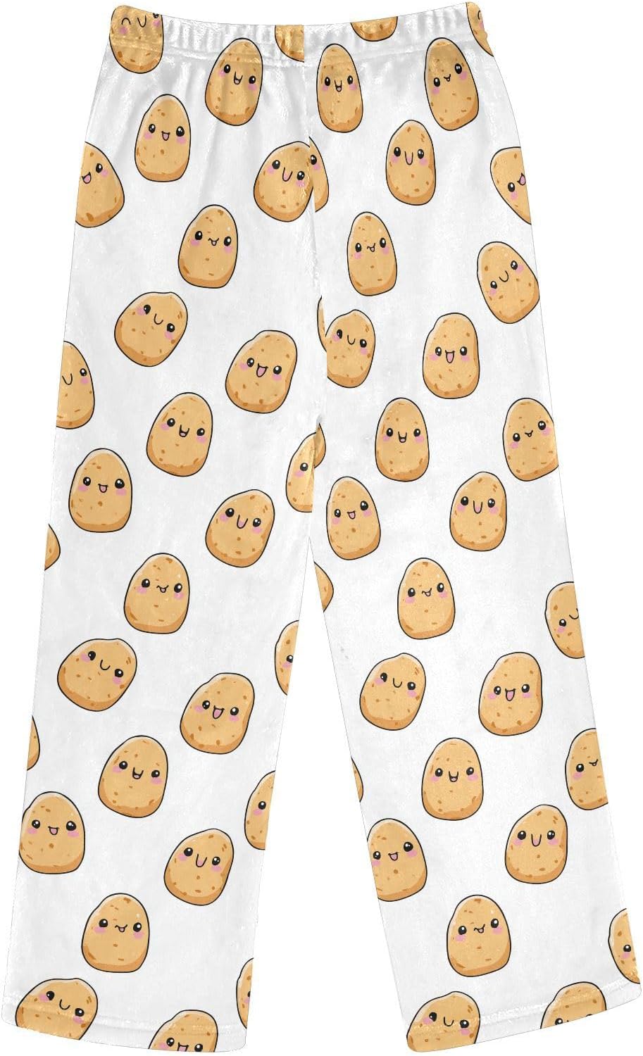 visesunny Cute Happy Potatoes Boys Pants for Kids Fleece Bottoms Long Jogger Pants Trousers with Pockets Size 6-14Y