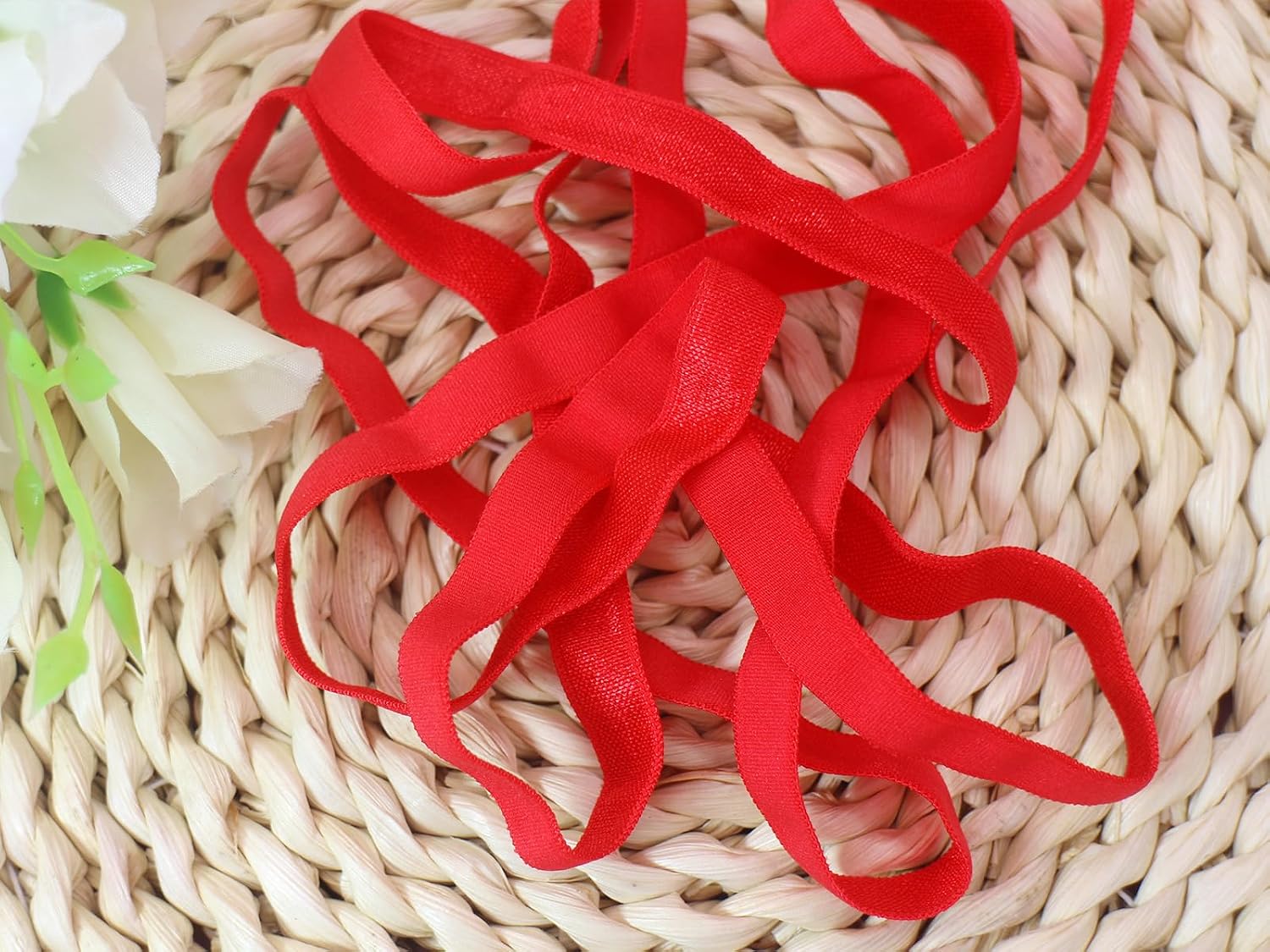 Satin Elastic Band Sewing 3/8" inch Roll Shiny Stretchy Ribbon Flat Elastic Cord for Hair Tie Headband Dress Bra Straps Lingerie DIY Sewing Trim 36 Yards (JS241 Red)