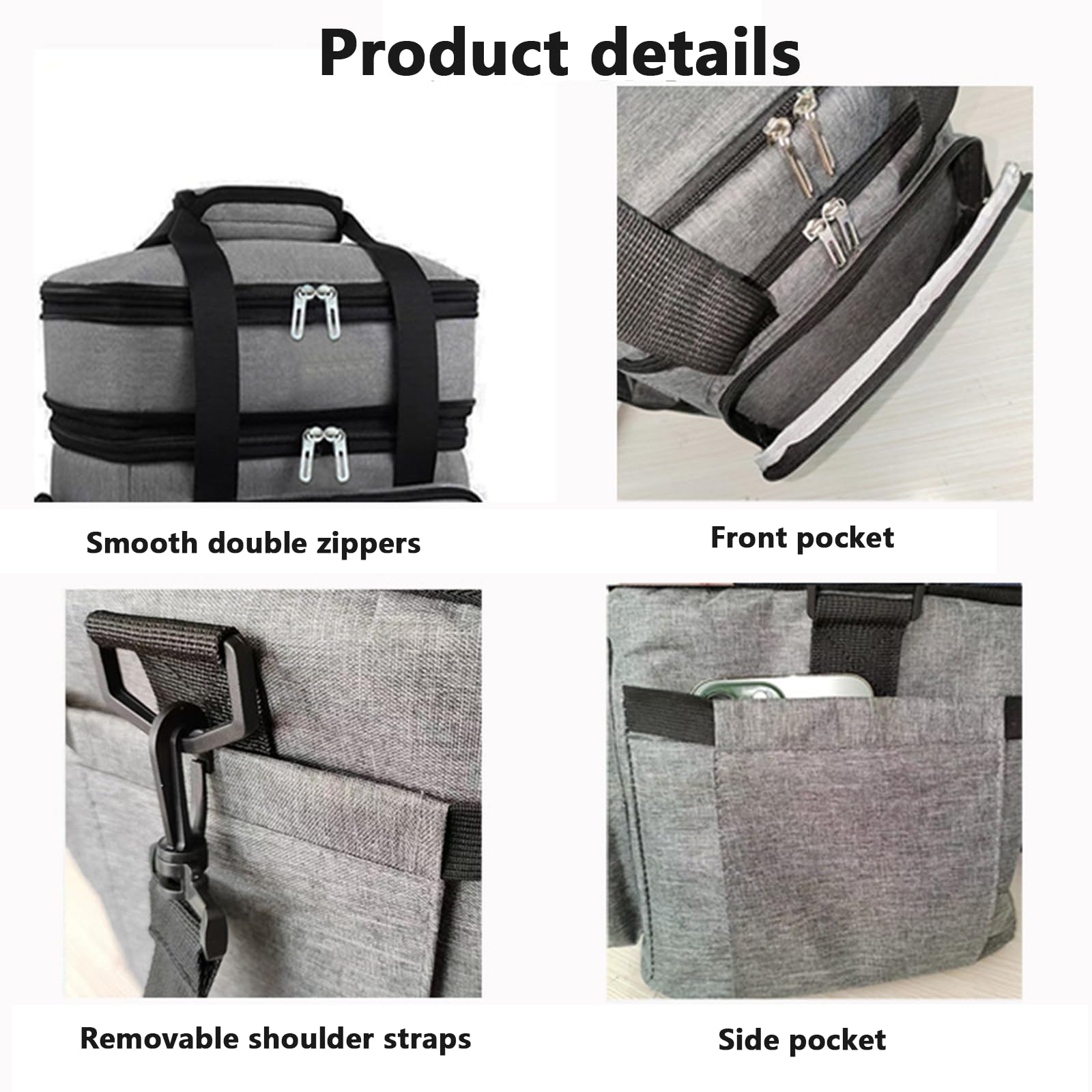 18 l Lunchbox für Herren, doppelstöckige Lunchtasche, weiche Kühltasche mit hartem Futter, isolierte Picknicktasche, auslaufsicher, mit Schultergurt, für Strand/Picknick/Reisen/Camping/Grillen