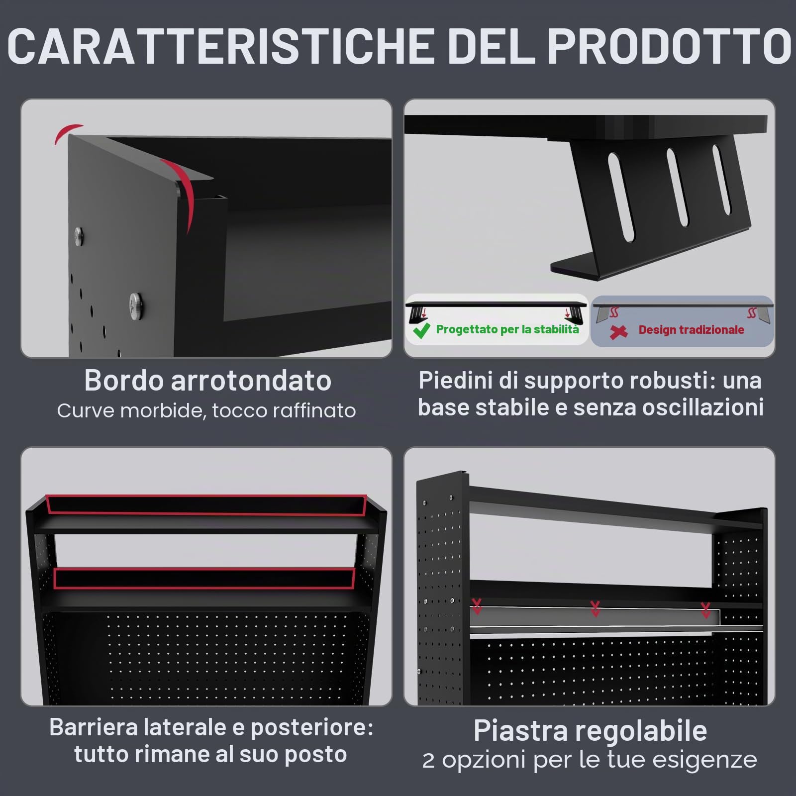 Scaffale da scrivania a 2 livelli con supporto per monitor, bianco, 80 cm, organizer da scrivania con disco rigido