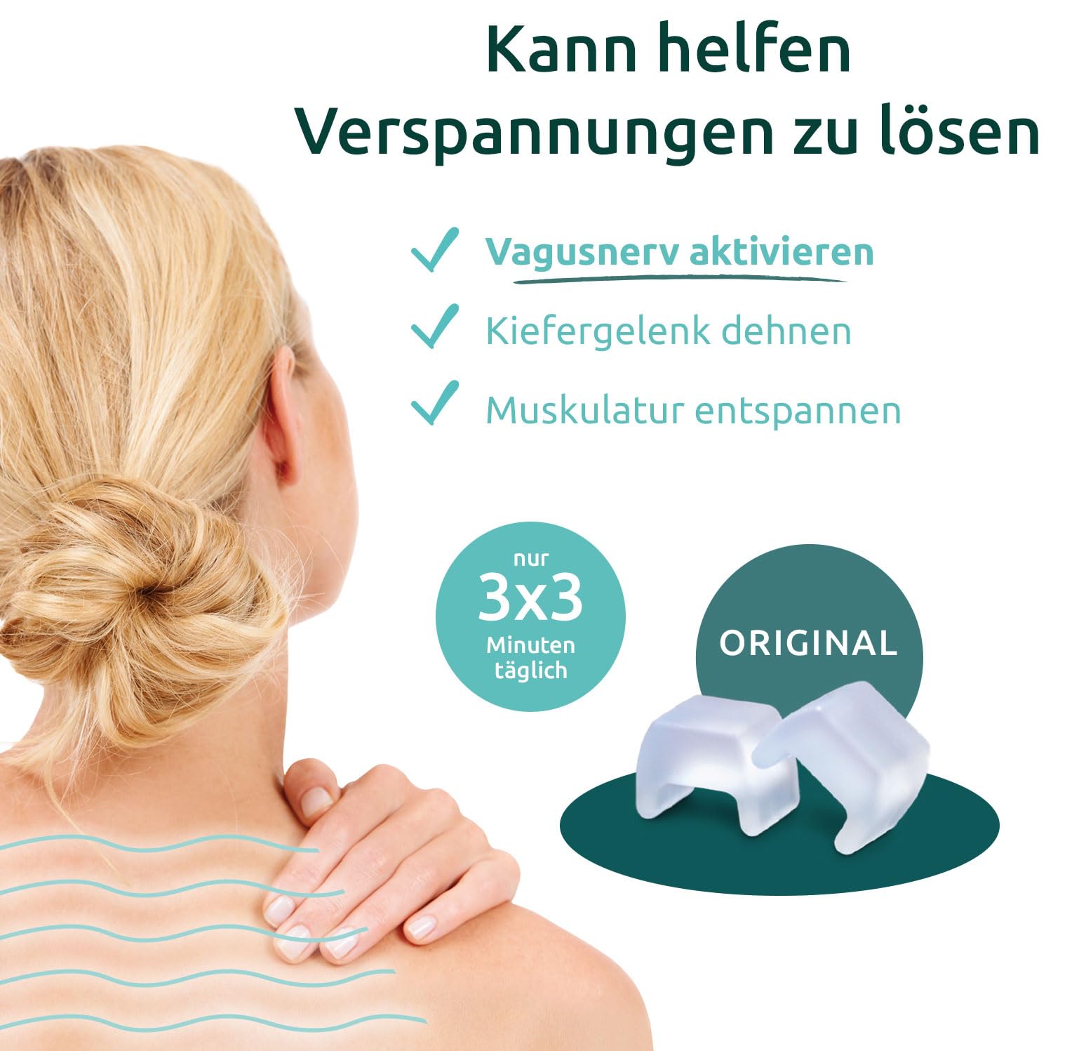 TJ-Motion Original - Kieferentspannung & VAGUS-Nerv-Training - die optimale Unterstützung bei Beschwerden im Kiefer-, Schulter-, Nacken-, Rückenbereich, 2 Stück & Transport-Box