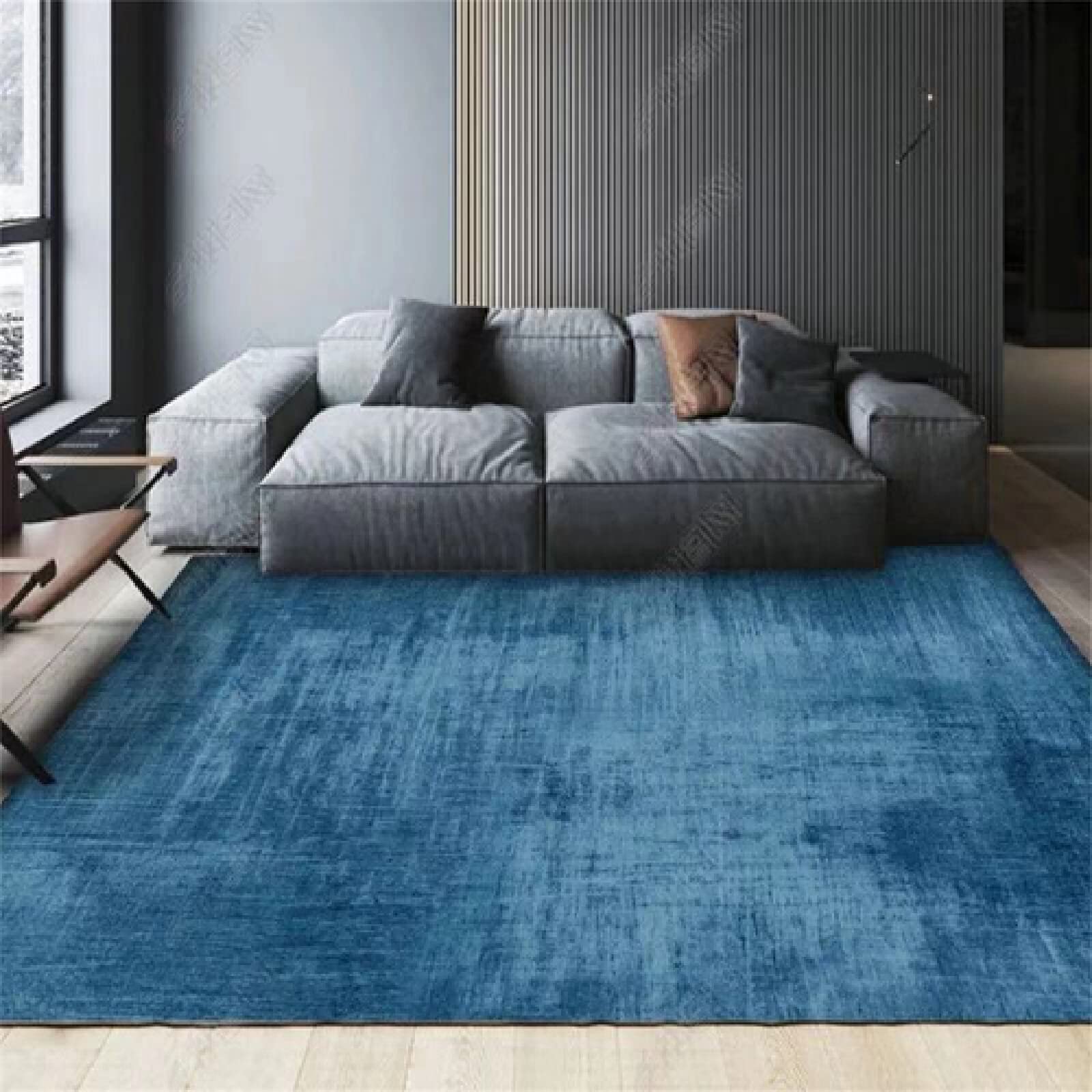 Deco chambre ado fille avec ce tapis bleu doux et rectangulaire