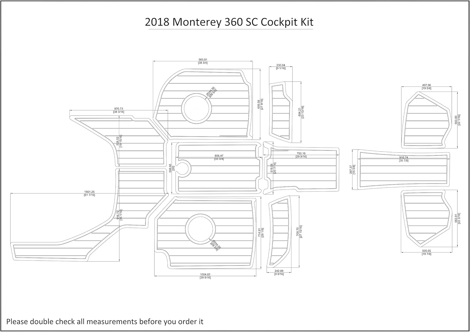 Boat EVA Faux Teak Decking Floor Compatible with 2018 Monterey 360 SC Cockpit Kit