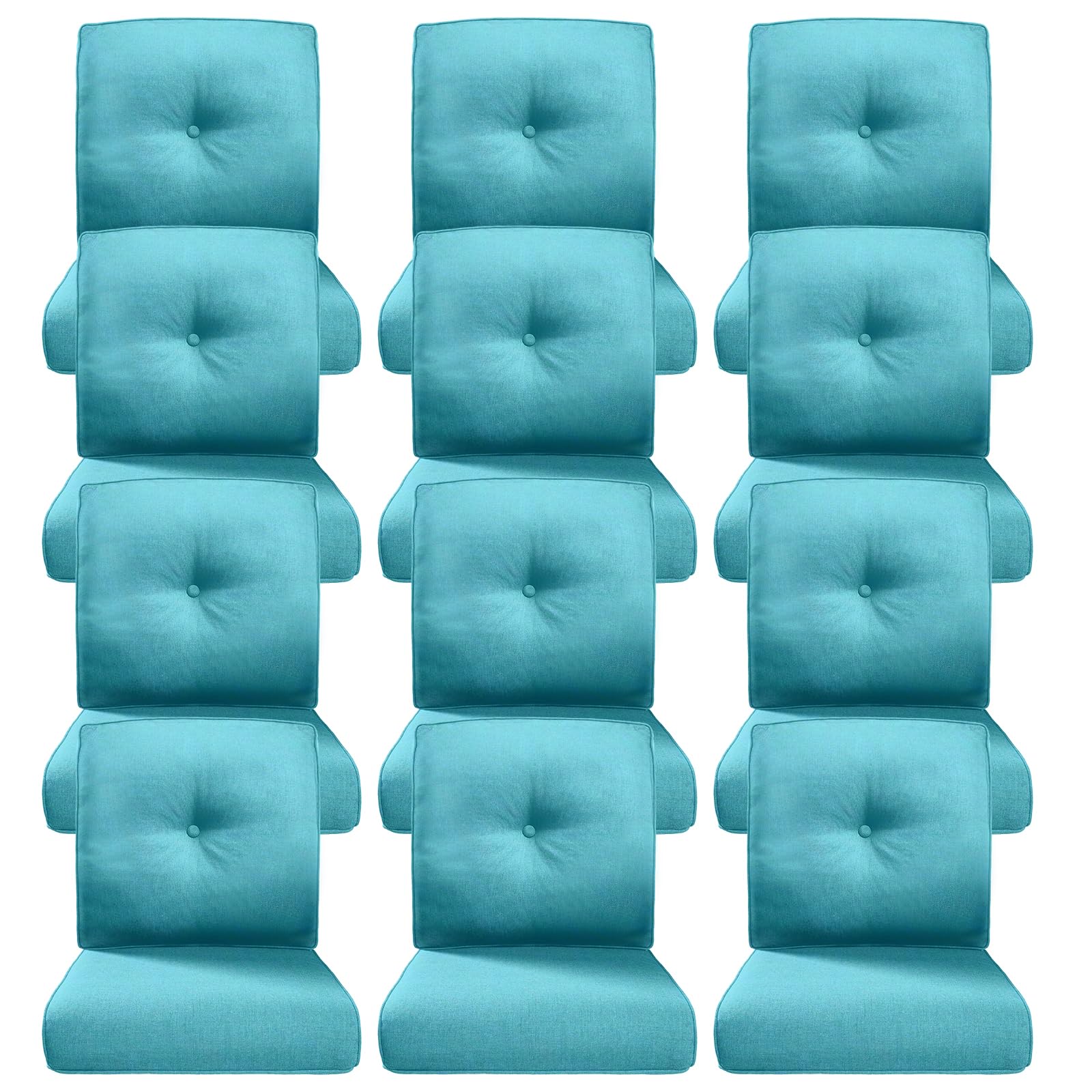 Luxury 4" Thick Outdoor Cushion Set of 12 - 22x24 Patio Furniture Cushions with 28D High-Density Foam, Water-Resistant &amp; Fade-Resistant Fabric, Removable Covers for Patio Furniture Sofa -Turquoise